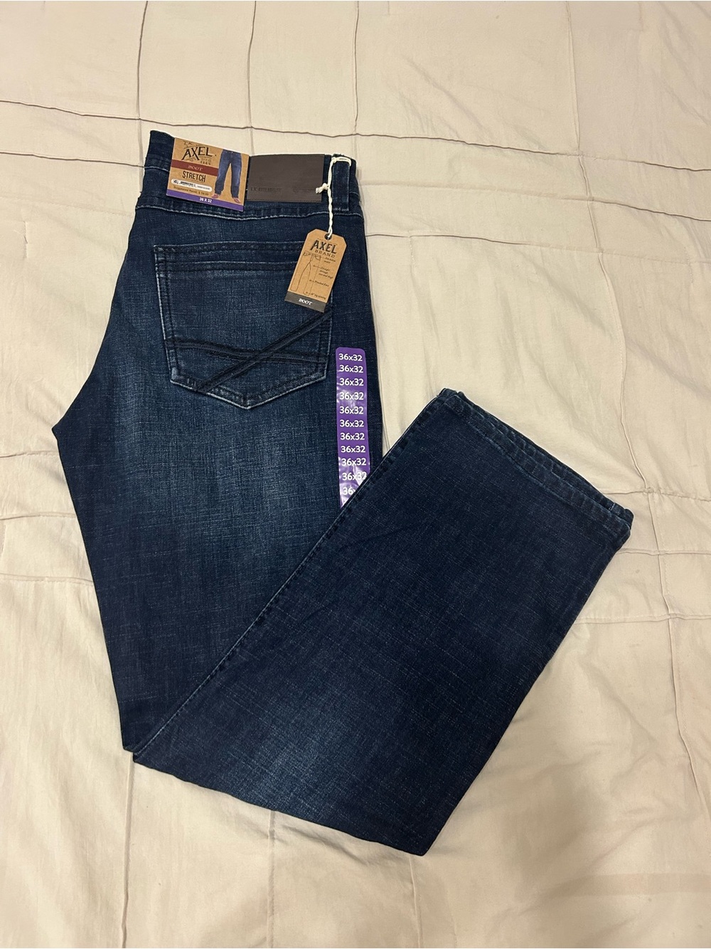 T.K. Axel - Men’s Dark Wash Straight Leg Bootcut Stretch Denim Blue Jeans